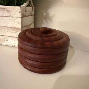 Hand-Turned Wooden Lidded Trinket Box Container Vintage Mid Century Modern